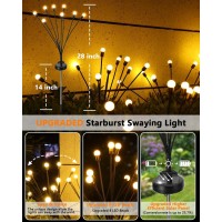 Otdair Solar Garden Lights-New Upgraded 4 Pack 8 Led Solar Powered Firefly Lights 4 Pack Solar Firefly Lights Outdoor Waterproof Vibrant Garden Lights For Patio Pathway Decoration, Warm