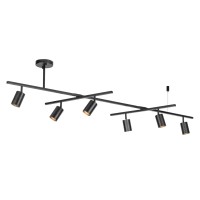 Globe Electric Waylon 6-Light Track Lighting, Matte Black, Center Swivel Bars