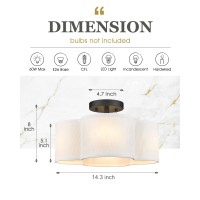 Audickic Black Semi Flush Mount Ceiling Light Close To Ceiling Light Fixtures With Fabric Shade In Quatrefoil Shape Farmhouse