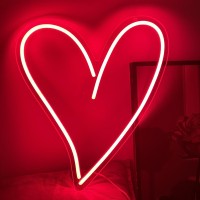 Valentines Day Decor Heart Neon Sign Hot Pink Dimmable Neon Lights For Wall Decor Aesthetic Neon Signs For Bedroom Room Wall Dec