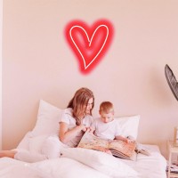 Valentines Day Decor Heart Neon Sign Hot Pink Dimmable Neon Lights For Wall Decor Aesthetic Neon Signs For Bedroom Room Wall Dec