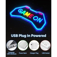 Game On Neon Sign For Game Room Decor Aclorol Gaming Gamer Neon Sign For Wall Decor Men Cave Teen Boy Room Usb Powered Led Game