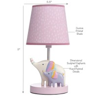 Light up your childs room with this custom nursery lamp It is made in 2D resin is handpainted and is approximately 11 in total height It features a mommy and baby elephant with their trunks up and their tails curved Mommy elephant is in a creamy white col