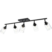 Melucee 5 Light Vanity Lights For Bathroom With Rotatable Light Head Black Ceiling Light Fixture With Clear Glass Shade Modern