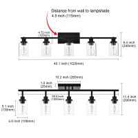 Melucee 5 Light Vanity Lights For Bathroom With Rotatable Light Head Black Ceiling Light Fixture With Clear Glass Shade Modern