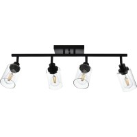 Melucee 4 Light Track Lighting Kit Bathroom Light Fixtures Matte Black Ceiling Spotlight Fixture For Hallway Foyer Bath Storage