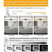 Solfart 3 Color Temperature Dimmable Vanity Lights For Bathroom Bathroom Lights Over Mirror Wall Light Fixtures Black Light Fixt