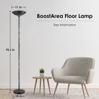 Boostarea Torchiere Floor Lamp Antique Silver, 24W Super Bright Led Standing Lamp, 3000K Dimmable Pole Lamp With Rotary Switch, 70 Inch Tall Metal Modern Floor Lamps For Living Room/Bedroom/Office/Den