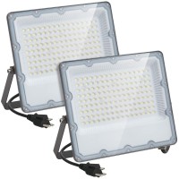 Jrbfa Led Outdoor Flood Light 2 Pack 100W Led Work Light 12000Lm Bright Outdoor Flood Light With Plug, 6000K Daylight White, Ip66 Waterproof Outdoor Light For Backyard, Garage, Garden, Lawn