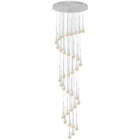 Ykolupty 150In High Ceiling Chandelier For Foyer Entrance 36Light Crystal Silver Chandelier Light Fixture Large Ceiling Light F