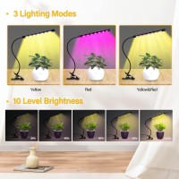 Ipower 21 Led Grow Light With Full Spectrum For Indoor Plants, Adjustable Gooseneck, 3 Light Modes&10 Dimmable Levels, Auto 6H/9H/12H Timer