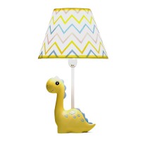 Herbestbay Kids Table Lamp, Thunder Dinosaur Lamp Design Bedside Table Lamp, 13 Inch Tall Desk Lamp With Barrel Lampshade For Kids Bedroom D?Or, Come With An Led Bulb (Yellow Dinosaur)