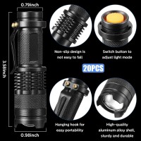 20 Pieces Led Flashlight Torch Mini 3 Mode Tactical Flashlights Small Water Resistant Pocket Flash Light Tactical Lamp Adjustabl