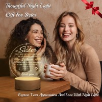 Petalsun Sister Gifts - Engraved Wooden Base Night Lamp, Unique Gift For Sister, Christmas, Birthday