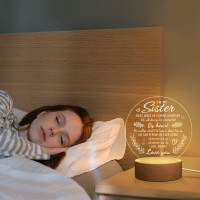 Petalsun Sister Gifts - Engraved Wooden Base Night Lamp, Unique Gift For Sister, Christmas, Birthday