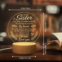 Petalsun Sister Gifts - Engraved Wooden Base Night Lamp, Unique Gift For Sister, Christmas, Birthday