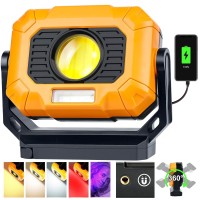 Adelante Magnetic Work Light Rechargeable 1500Lm Led Work Light Flashlight With 360 Rotating Stand 3 Color Temperature 6 Modes