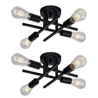 Zglaojt 4-Light Semi Flush Mount Ceiling Light Fixture 2 Pack Ceiling Light Matte Black With E26 Base Modern Ceiling Light For Porch Bedroom Hallway Kitchen Farmhouse