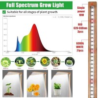 Bodkar Wooden Grow Lights For Indoor Plants Full Spectrum Slim Indoor Plant Growing Light With 6000K White Red Leds 2Head Wit