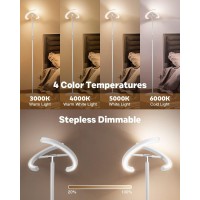 Sibrille White Floor Lamp, Modern Stepless Dimmable Standing Lamp 3000-6000K, 20W Led Rotatable Reading Tall Lamp, Touch & Remote Control Uplighter Floor Lamps For Living Room Bedroom Office