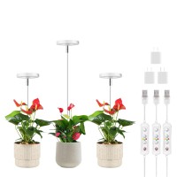 Romsto Grow Lights For Indoor Plants, Led Full Spectrum Plant Light Height Adjustable With 10 Dimmable Brightness, 8/12/16H On/Off Timer, Ideal Small Plants,3 Packs, White,(Rt-Gl-03)