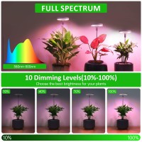 Romsto Grow Lights For Indoor Plants, Led Full Spectrum Plant Light Height Adjustable With 10 Dimmable Brightness, 8/12/16H On/Off Timer, Ideal Small Plants,3 Packs, White,(Rt-Gl-03)