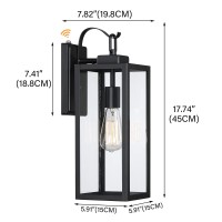 Pia Ricco Large Size Outdoor Wall Lights, Dusk To Dawn Matte Black Exterior Light Fixture With Clear Glass Shade, Waterproof Front Porch Lighting, Modern Sconces Lantern For House, Garage, Etl Listed