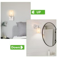 Licperron Wall Sconces Set Of Two, Brushed Nickel Modern Wall Sconces Lighting With Clear Glass Shade, Industiral Bathroom Vanity Light Fixtures, Farmhouse Wall Lamp For Bedroom Mirror Living Room