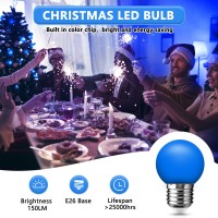 Flaspar Led Blue Light Bulb G14 G45 Mini Globe String Light Bulbs E26 Colored Light Bulbs For Home Wedding Christmas Halloween