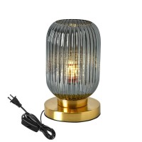 Auwieou Bedside Table Lamp Mid Century Glass Table Lamps Modern Globe Table Lamp Gold Desk Lamp Nightstand Lamp With Pumpkin Des