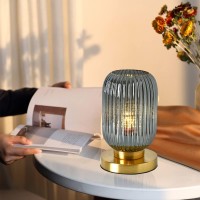 Auwieou Bedside Table Lamp Mid Century Glass Table Lamps Modern Globe Table Lamp Gold Desk Lamp Nightstand Lamp With Pumpkin Des