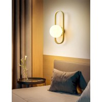 Kefa Modern No Wire Wall Sconce Battery Operated With White Globe Lamp Shade & Dimmable Light Bulb, Non Hardwired Battery Powered Wall Light Fixture For Bedroom, Lounge, Bathroom, Living Room, Lobby