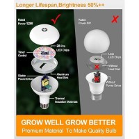 Dommia Grow Lights For Indoor Plants 61012H Timer Smart Grow Light Bulbs Br30 Full Spectrum Led Plant Light Bulb 120W Equival