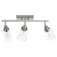 Melucee 3 Light Bathroom Vanity Light Brushed Nickel Track Lighting Fixtures Ceiling Wall Light Fixtures With Rotatable Track H