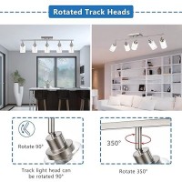 Melucee 5 Light Bathroom Light Fixtures Multidirectional Rotating Track Lighting Kit Brushed Nickel Ceiling Spotlight Fixture