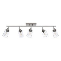 Melucee 5 Light Bathroom Light Fixtures Multidirectional Rotating Track Lighting Kit Brushed Nickel Ceiling Spotlight Fixture