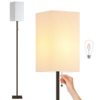 Figdifor Floor Lamp For Living Room, Modern Standing Lamp Tall Lamp With Linen Shade, Simple Design Floor Lamp For Bedroom, Office, Kids Room, Reading Room, Working, Brown