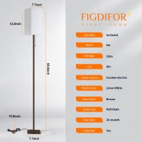 Figdifor Floor Lamp For Living Room, Modern Standing Lamp Tall Lamp With Linen Shade, Simple Design Floor Lamp For Bedroom, Office, Kids Room, Reading Room, Working, Brown