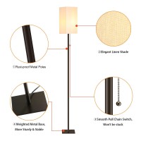 Figdifor Floor Lamp For Living Room, Modern Standing Lamp Tall Lamp With Linen Shade, Simple Design Floor Lamp For Bedroom, Office, Kids Room, Reading Room, Working, Brown