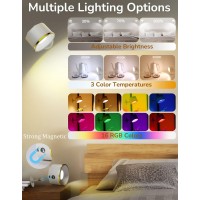 Cyhentoon Wall Sconces Set Of 2, Bedside Reading Wall Light Rechargeable Battery Operated 16 Colors Changeable, Spotlight Brightness Dimmable Magnetic Mounted 360 Rotate With 2 Remote