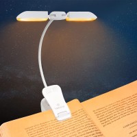 Vekkia 14 Led Rechargeable Book Light For Reading In Bed, Warm/Amber Reading Light With Clamp, 180