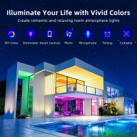 Hedynshine Outdoor Led Strip Lights Waterproof 100Ft,Ip 65 Led Lights Smart Phone Control,Rgb Color Changing With 44Key Remote,Music Sync,Led Strip Lights Outdoor Use