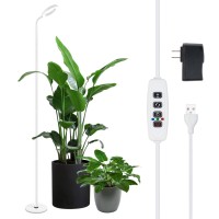 Grow Light For Indoor Plant, Full Spectrum Led Halo Growing Lights With Stand, 63-Inch Height Adjustable For Large Tall Small Plants, Automatic Timer, Usb Charge Dimmable Brightness Growth Floor Lamp