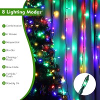 Decute 200Led Christmas String Lights Outdoor Waterproof 66Ft With End-To-End Plug 8 Modes, Indoor Starry Fairy Lights For Christmas Tree Patio Garden Wedding Party Decor, Multicolored