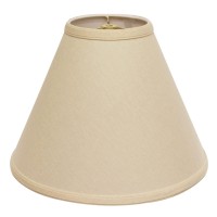 High Quality Fabric Lamp Shade Includes Brass Finish Washer Washer fitters sits on top of the harp Intended for use with customers own finial Shade measures 6 top diameter x 19 bottom diameter x 13 slant height Hardback lampshade on white styrene backing 