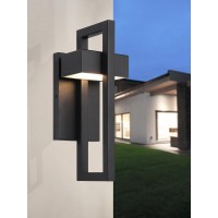 Lamqee Outdoor Wall Lights Modern Exterior Lighting Fixtures, 3000K Led Integrated Outdoor Wall Sconce For Porch 2 Packs, Matte Black Outside Wall Mount Lights For Front Door House Garage Indoor