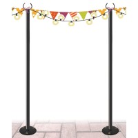 Derkniel 10 Ft Outdoor String Light Pole Stand For Hard Ground Adjustable Globe Patio Light Post For Hanging Outside Decorate L