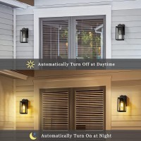 Lamomo Outdoor Wall Lights, 2 Pack Dusk To Dawn Porch Light With Gfci Outlet, Anti-Rust Waterproof Black Exterior Light Fixture, Outside Front Wall Sconce For House, Doorway, Glass Shades, E26 Socket