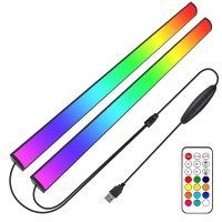 Ferswe 2Pcs Rgbic Gaming Light Bar, Dreamcolor Rgb Light Bar With Remote Control, Dimmable And Speed Adjustable, Color Changing Desk Light Bar For Computer Backing Lighting And Desk Gaming