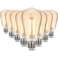 Sigalux Edison Bulbs, E26 Led Bulb St19 Filament Amber Dimmable Vintage Light Bulbs 40 Watt Equivalent, 400Lm 2700K Soft White Soft White 15,000Hrs Cri90 E26 8Pack